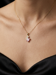 Pink Baguette Pendant Necklace
